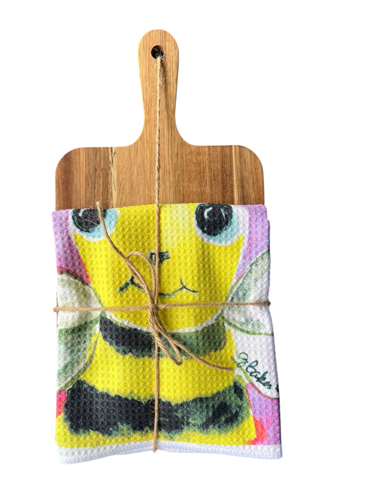 Cutting board with Bee towel set