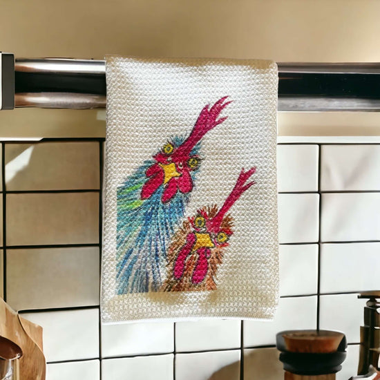 Charming Chicken Kitchen Towel - Julie Baker artwork